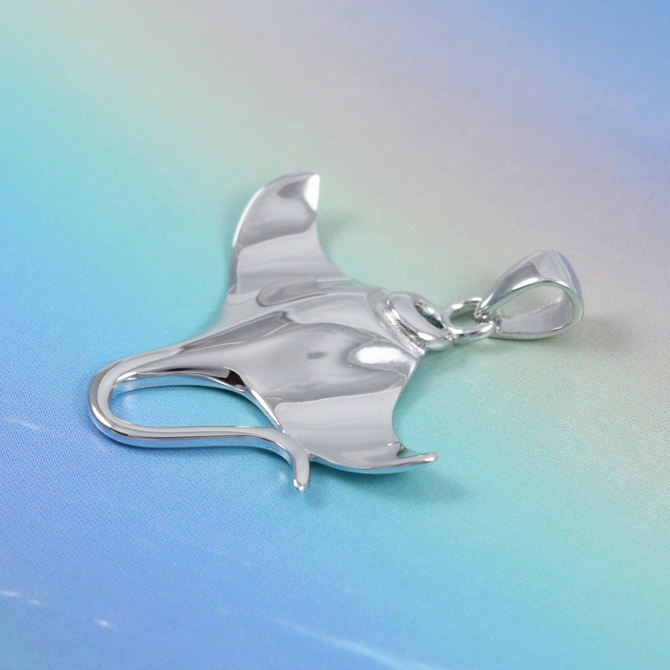 Hawaiian Manta Ray Pendant, Sterling Silver Manta Ray Charm Pendant, Hawaiian Jewelry, Christmas Anniversary Mom Birthday Gift