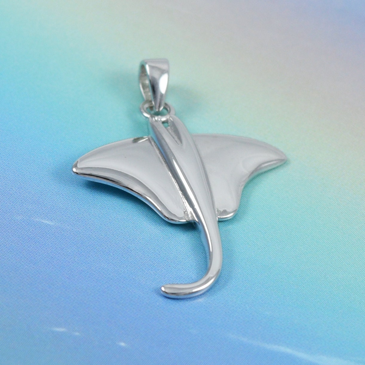 Hawaiian Stingray Necklace and Earrings, Sterling Silver Sting Ray Charm Pendant, Hawaiian Jewelry, Christmas Anniversary Mom Birthday Gift