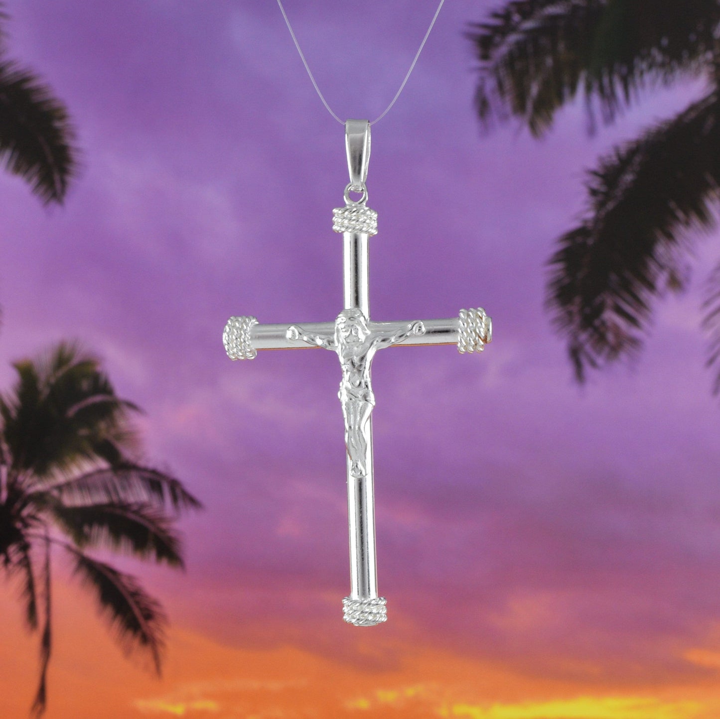 Silver Large Crucifix Cross Pendant, Sterling Silver Jesus Cross Charm Pendant, N8500 Birthday Mother Gift, Texan Jewelry