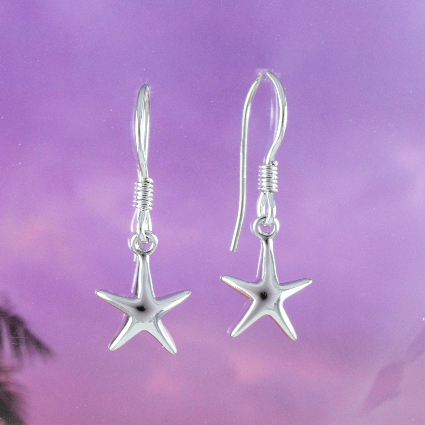 Hawaiian Starfish Earring, Sterling Silver Star Fish Dangle Earring, E4006 Birthday Wife Mom Girl Mother Gift