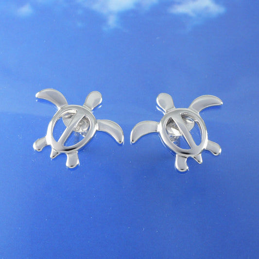 Hawaiian Sea Turtle Earrings, Sterling Silver Turtle Petroglyph Stud Earrings, Hawaiian Jewelry, Christmas Anniversary Birthday Gift