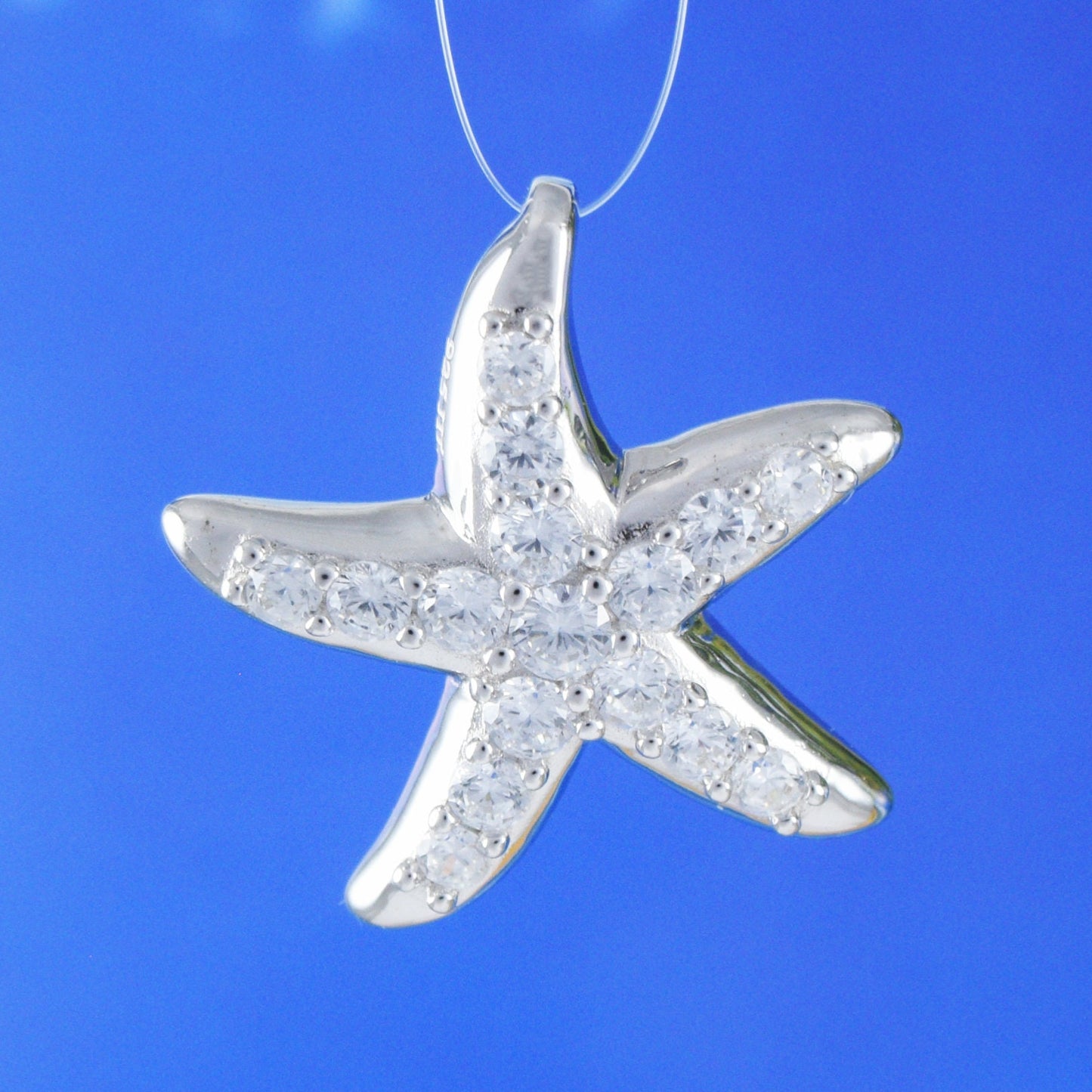 Hawaiian Large Starfish Pendant, Sterling Silver Star Fish CZ Pendant, Hawaiian Jewelry, Christmas Anniversary Mom Birthday Gift