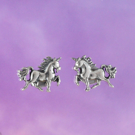 Silver Small Unicorn Earring, Sterling Silver Unicorn Stud Earring, E8157 Birthday Mother Mom Gift, Texan Jewelry