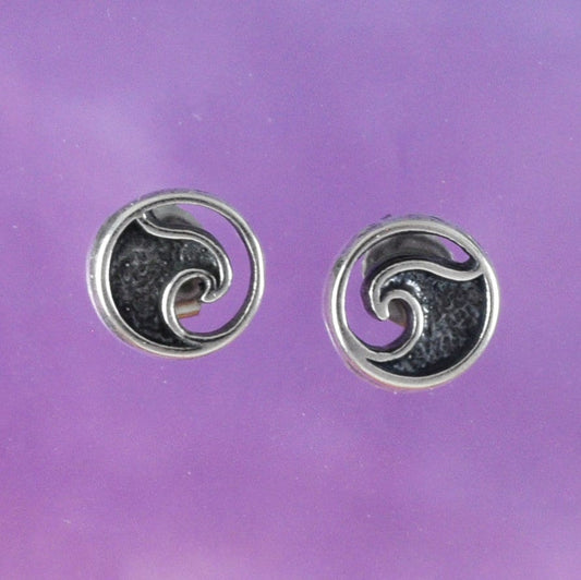 Silver Ocean Wave Earrings, Sterling Silver Ocean Wave Stud Earrings, E8817 Birthday Mother Wife Mom Gift, Texan Jewelry