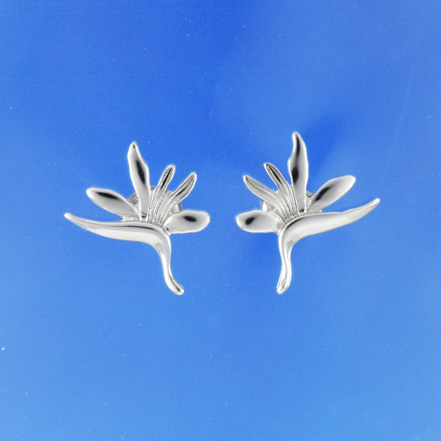 Hawaiian Bird of Paradise Earrings, Sterling Silver Bird of Paradise Stud Earrings, Christmas Present, Anniversary Gift Birthday Gift