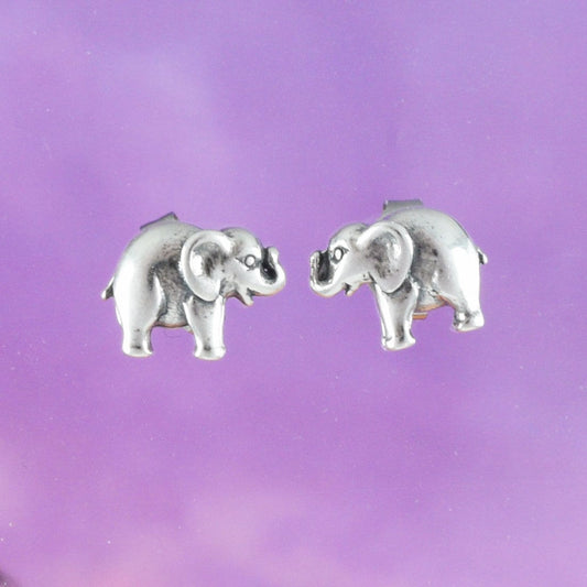 Silver Small Elephant Earrings, Sterling Silver Elephant Stud Earrings, E8399 Birthday Mother Gift, Texan Jewelry