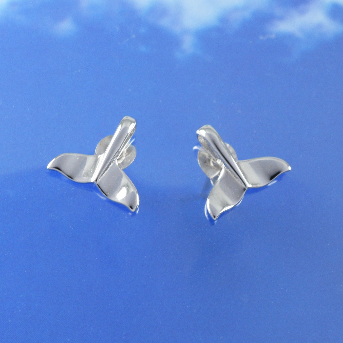 Hawaiian Dolphin Tail Earrings, Sterling Silver Dolphin Tail Stud Earrings, Hawaiian Jewelry, Christmas Anniversary Birthday Mom Gift