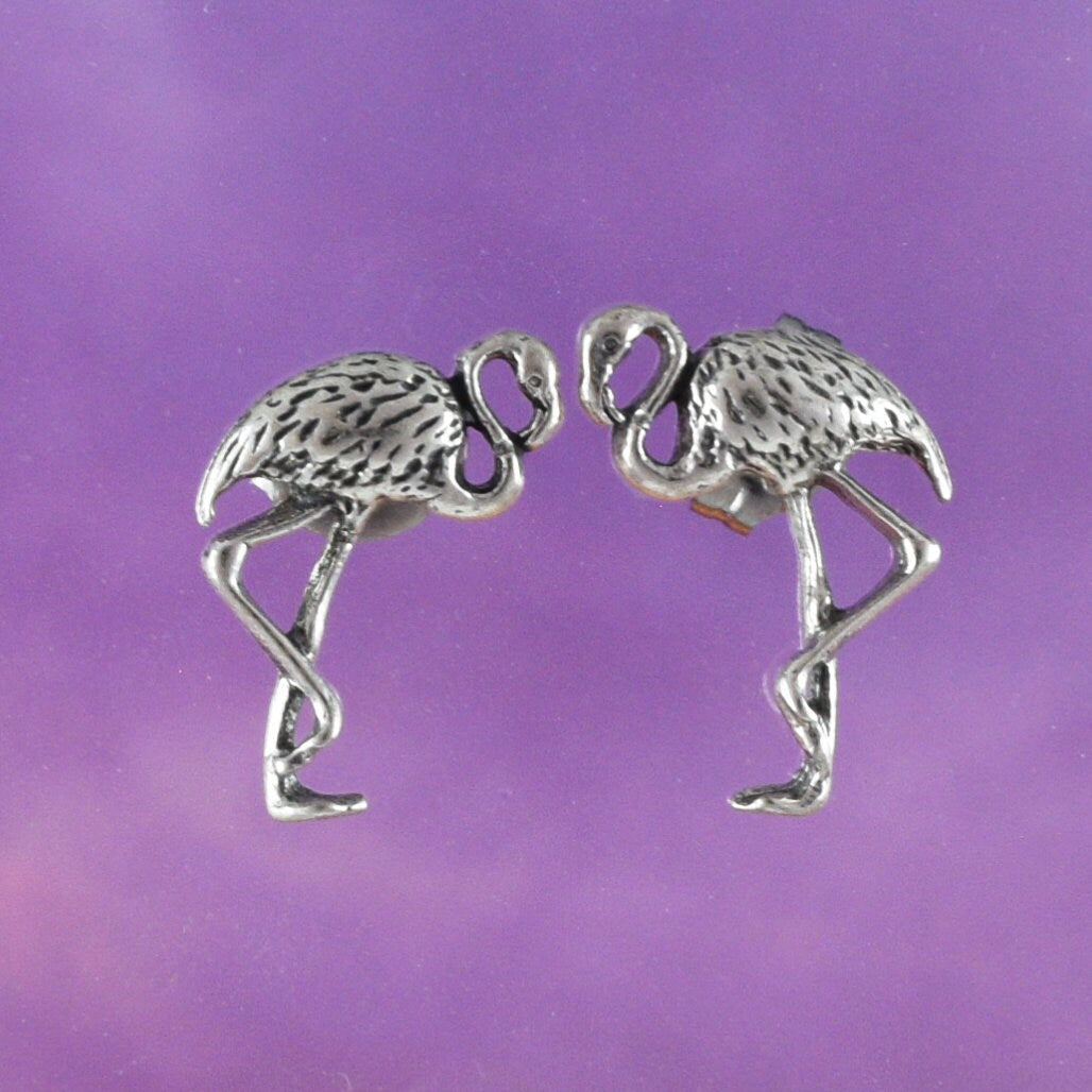 Unique Hawaiian Flamingo Earring, Sterling Silver Flamingo Bird Stud Earring, E8159 Birthday Mom Wife Girl Mother Gift, Animal Jewelry - Hawaii Treasures Shop