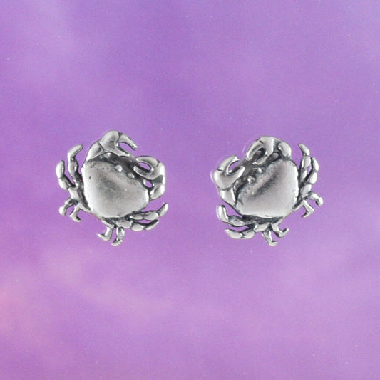 Silver Crab Earrings, Sterling Silver Crab Stud Earrings, E8314 Birthday Mom Wife Valentine Gift, Texan Jewelry