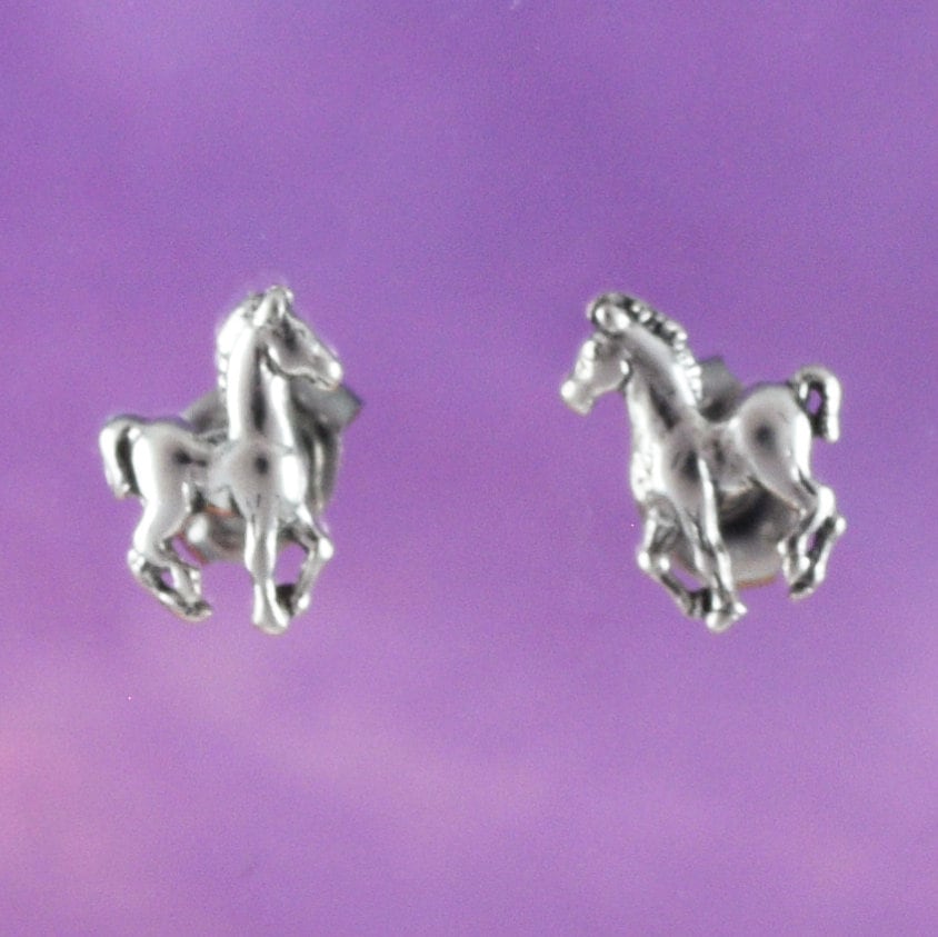 Texan Small Horse Earrings, Sterling Silver Horse Stud Earrings, E8809 Birthday Mother Wife Mom Gift