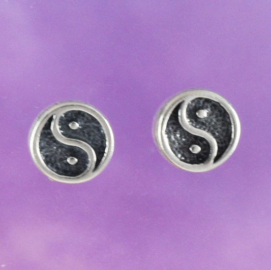 Silver Yin Yang Earrings, Sterling Silver Yin-Yang Stud Earrings, E8821 Birthday Mother Gift, Texan Jewelry