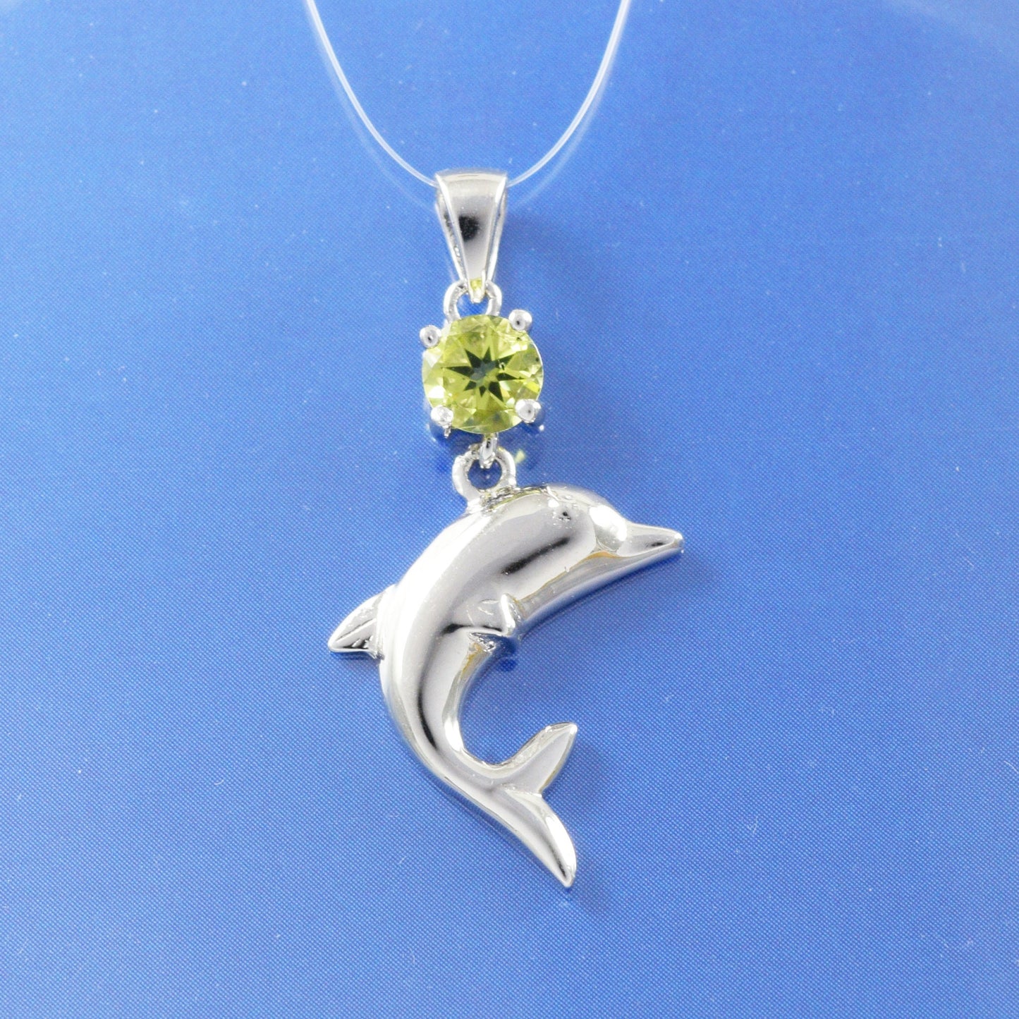 Hawaiian Genuine Peridot Dolphin Pendant, Sterling Silver Peridot Dolphin Pendant, Christmas Present, Birthday Mom Gift