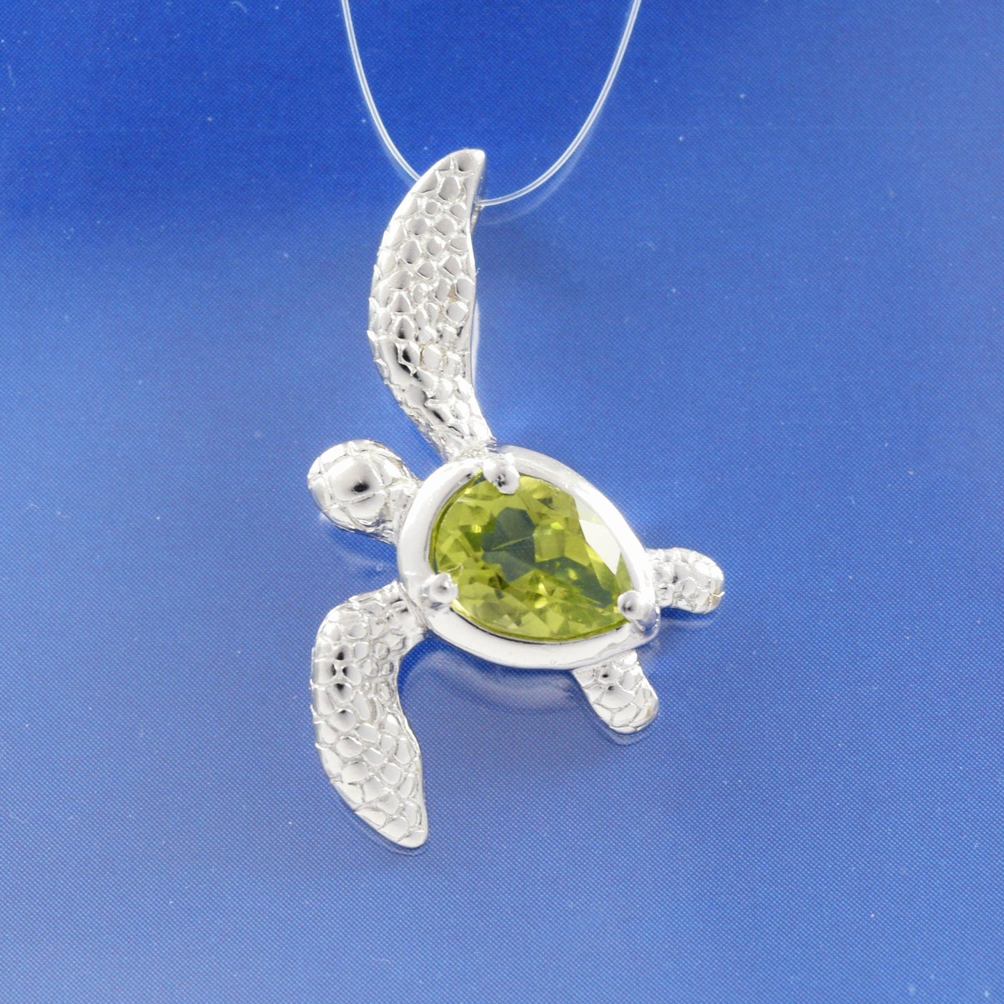 Hawaiian Genuine Peridot Sea Turtle Pendant, Sterling Silver Peridot Sea Turtle Pendant, Christmas Mom Birthday Gift