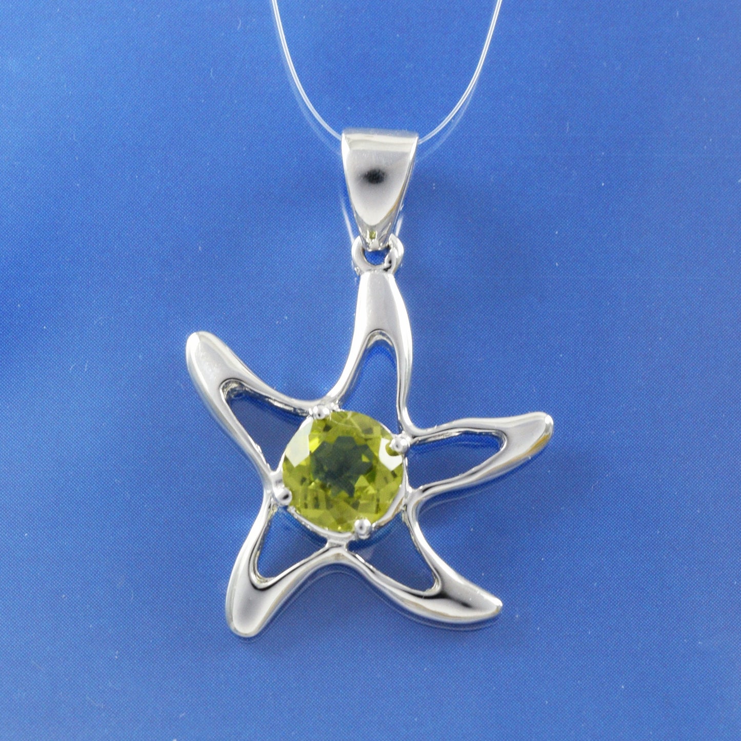 Hawaiian Genuine Peridot Starfish Pendant, Sterling Silver Green Peridot Starfish Pendant, Christmas Mom Birthday Gift