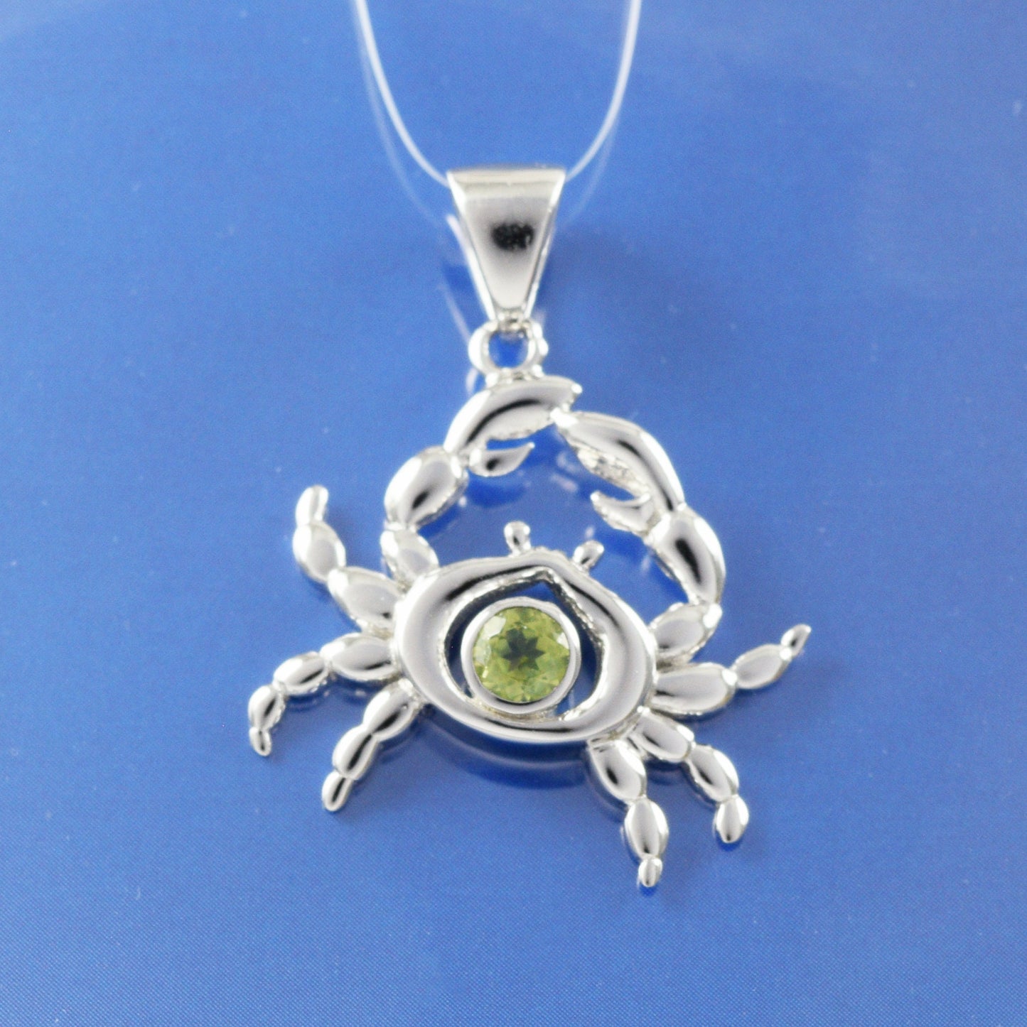 Hawaiian Genuine Peridot Crab Pendant, Sterling Silver Green Peridot Crab Pendant, Christmas Mom Birthday Gift