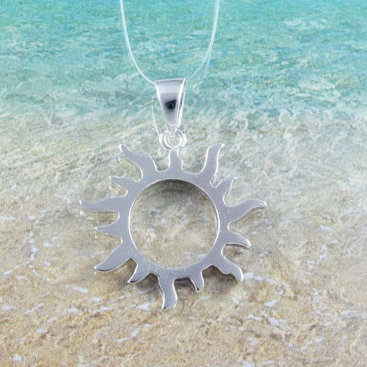 Hawaiian Sun Face Necklace, Sterling Silver Sun Charm Pendant, Hawaiian Jewelry, Christmas Present, Anniversary Gift, Birthday Gift