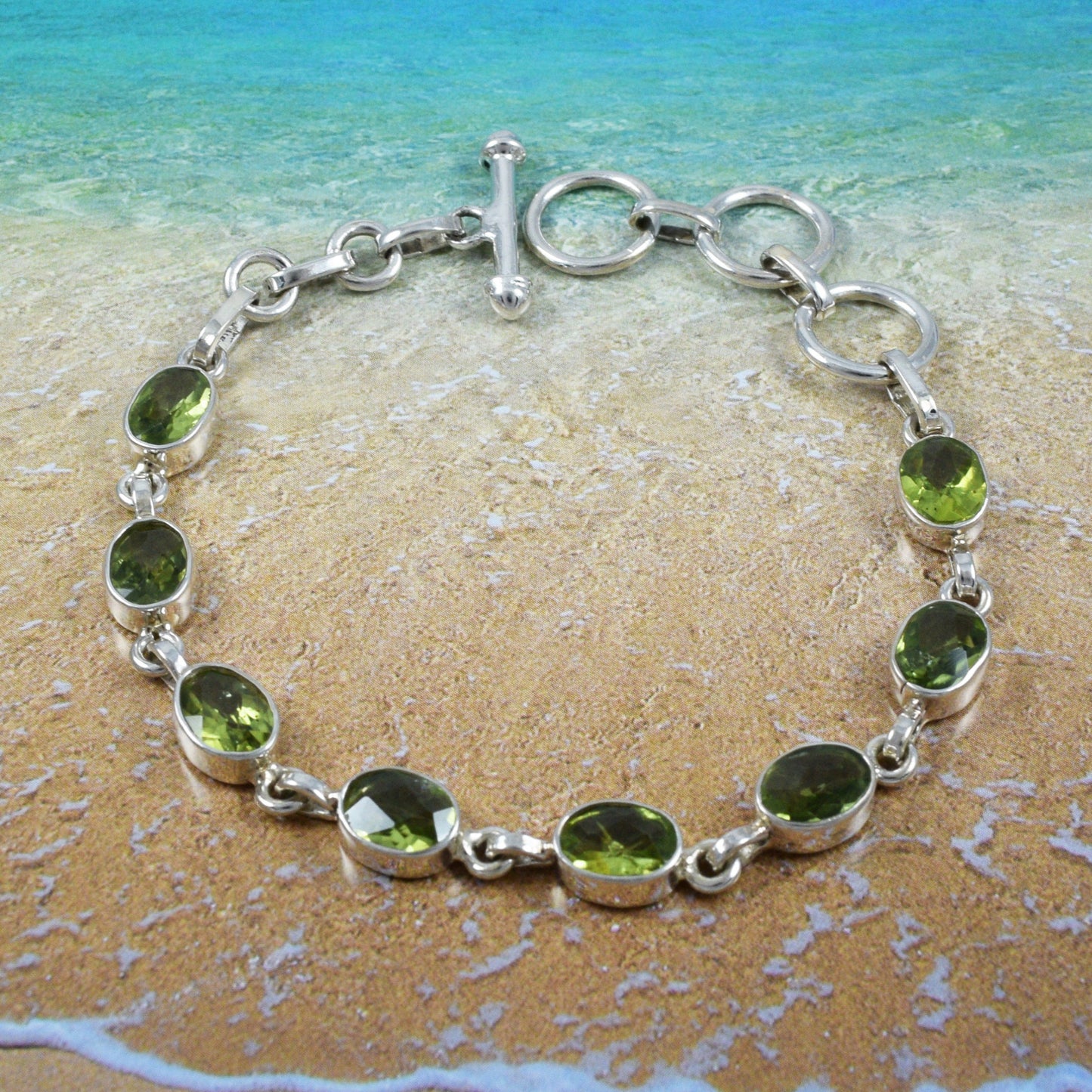 Hawaiian Genuine Green Peridot Oval Cut Bracelet, Sterling Silver Peridot Bracelet, Christmas Anniversary Birthday Mom Gift