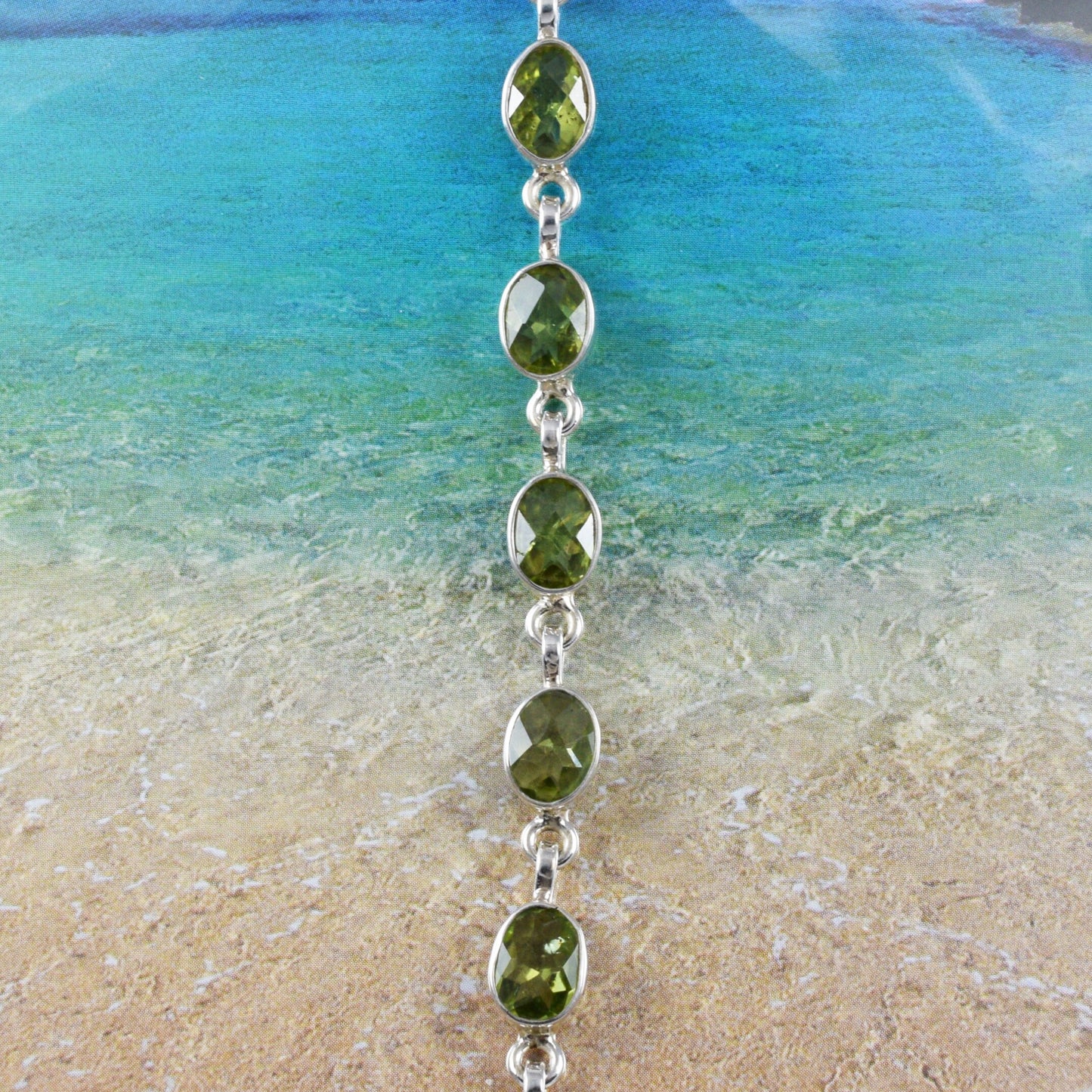 Hawaiian Genuine Green Peridot Bracelet, Sterling Silver Oval Cut Peridot Bracelet, Christmas Anniversary Birthday Mom Gift