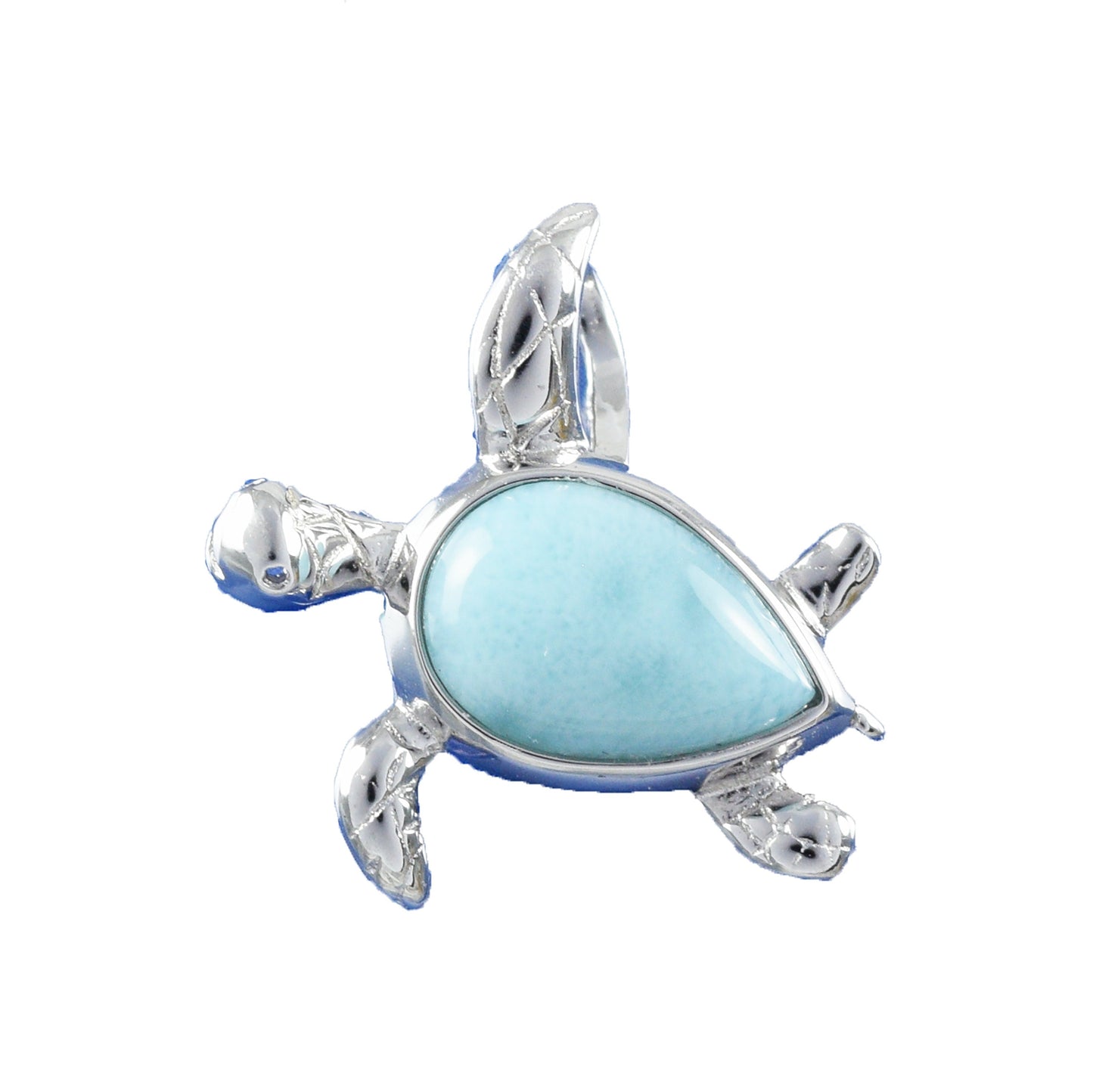 Hawaiian Genuine Larimar Sea Turtle Pendant, Sterling Silver Larimar Turtle Pendant, N8841 Birthday Mother Wife Mom Gift