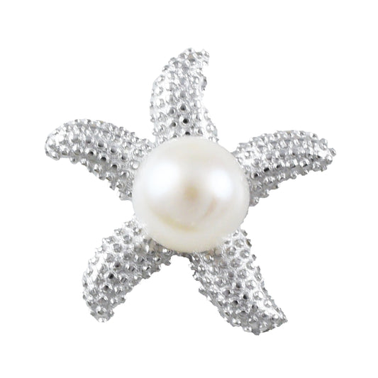 Hawaiian Large Genuine White Pearl Starfish Pendant, Sterling Silver Starfish Pendant, Hawaiian Christmas Birthday Gift