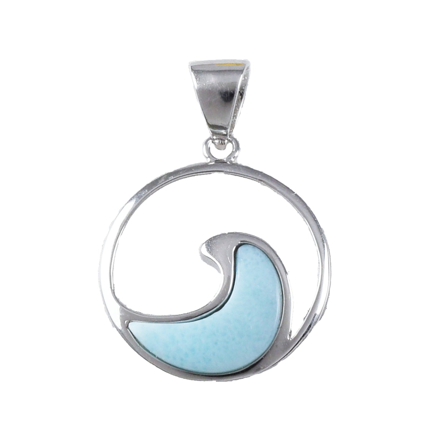 Hawaiian Genuine Larimar Ocean Wave Pendant, Sterling Silver Larimar Wave Pendant, Christmas Anniversary Birthday Mother Mom Gift