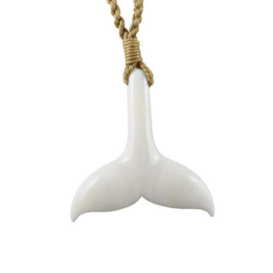 Hawaiian Whale Tail Necklace, Hawaiian Hand Carved Buffalo Bone Whale Tail Necklace, Christmas Birthday Mother Mom Gift, Gift for Him