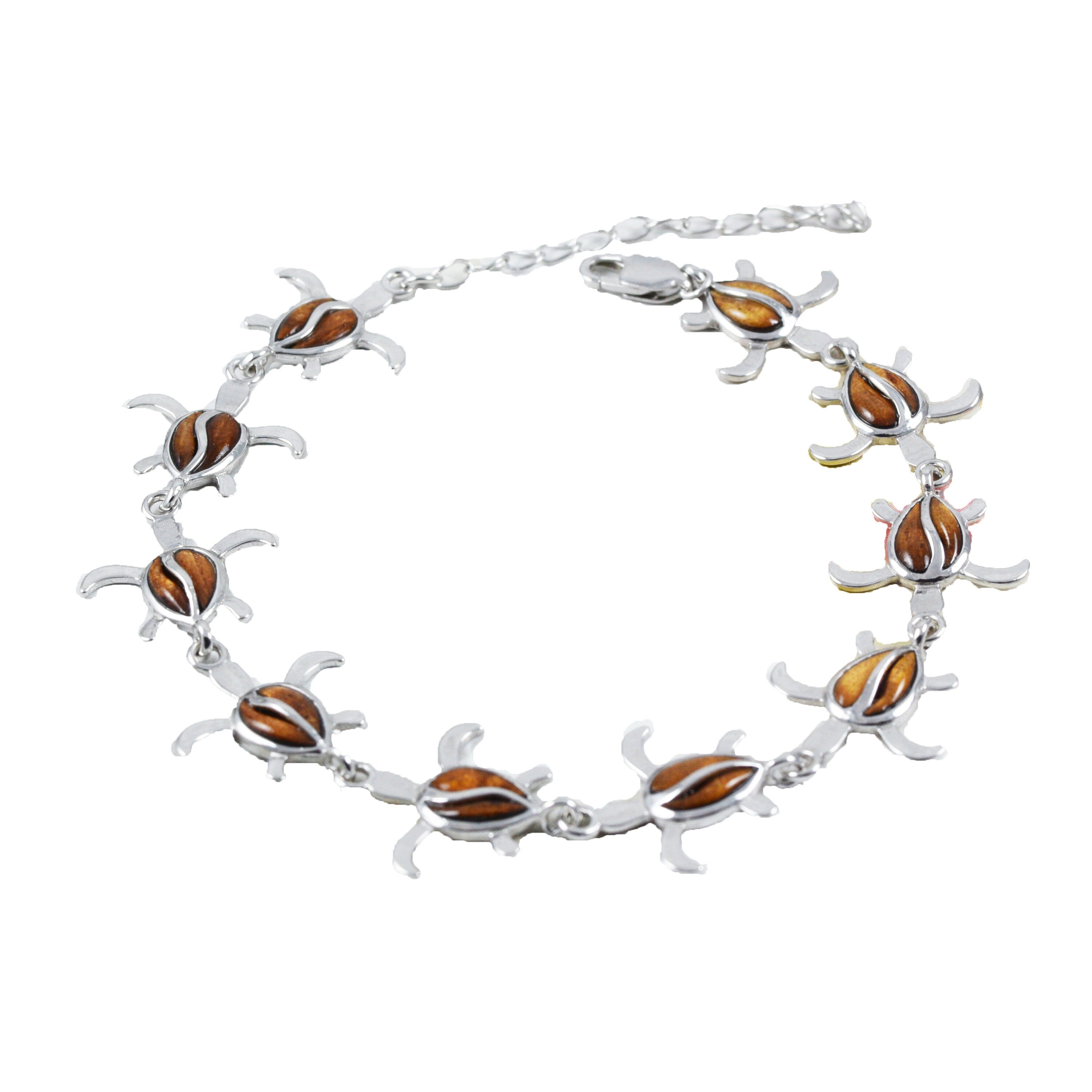 925 Sterling Silver Hawaiian Honu Sea Turtle Bracelet – 7.5 Inch – Link Style