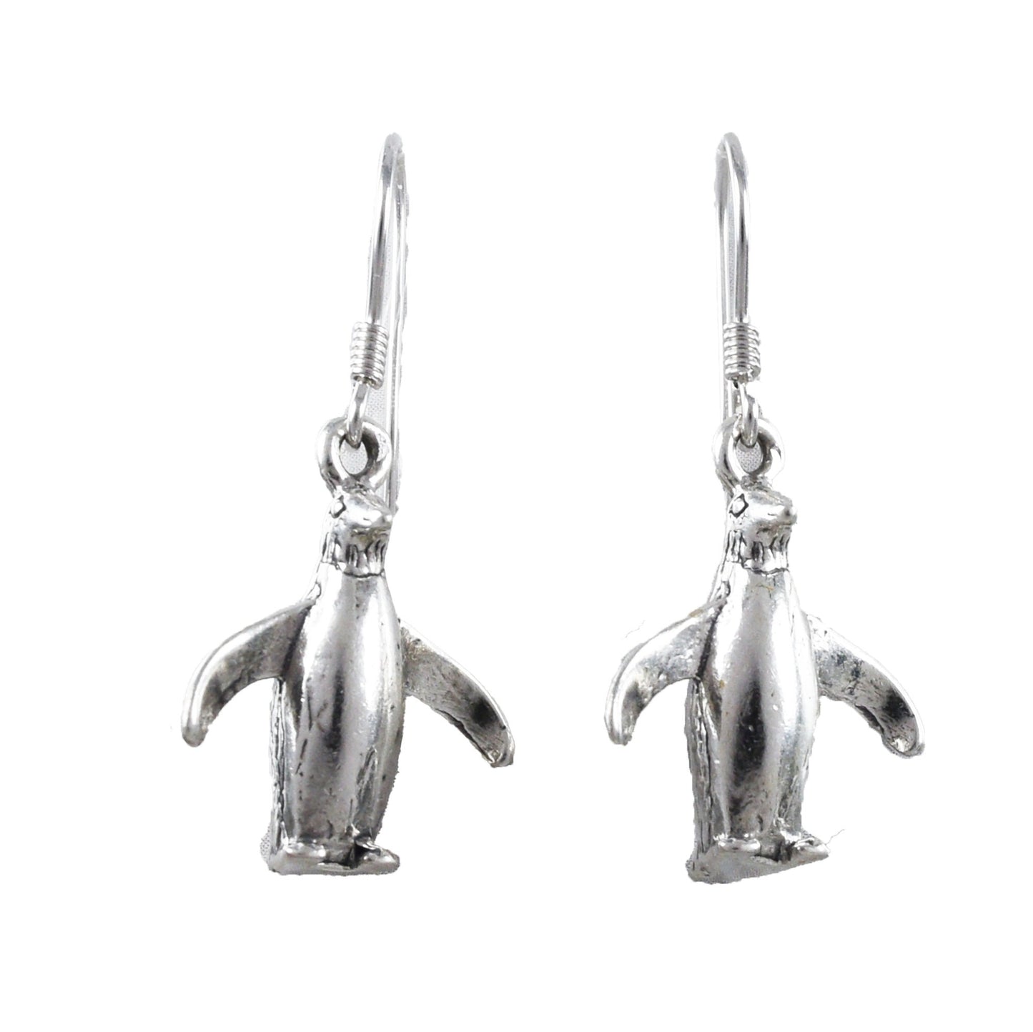 Silver 3D Penguin Earrings, Sterling Silver Penguin Dangle Earrings, Mother Birthday Gift, Texan Jewelry