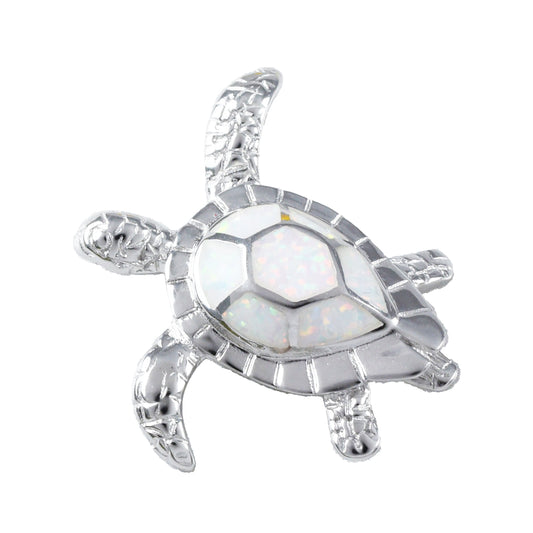 Hawaiian Large White Opal Sea Turtle Pendant, Sterling Silver White Opal Inlay Sea Turtle Pendant, Christmas Birthday Mother Mom Gift