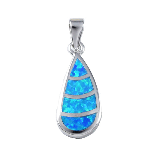 Hawaiian Blue Opal Rain Drop Pendant, Sterling Silver Blue Opal Inlay Rain Drop Pendant, Christmas Mother Mom Birthday Gift