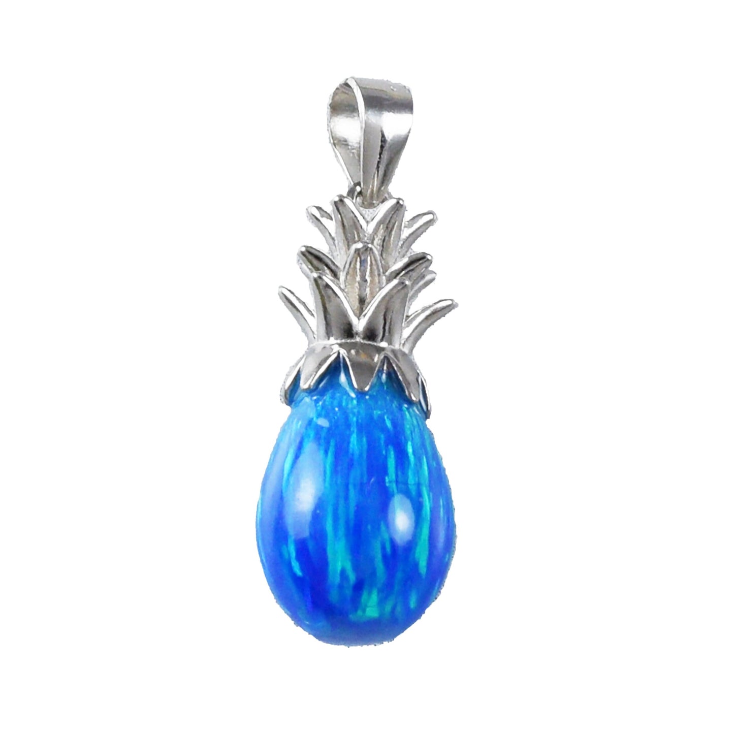 Hawaiian 3D Blue Opal Pineapple Pendant, Sterling Silver Pineapple Charm Pendant, Christmas Anniversary Mother Mom Birthday Gift