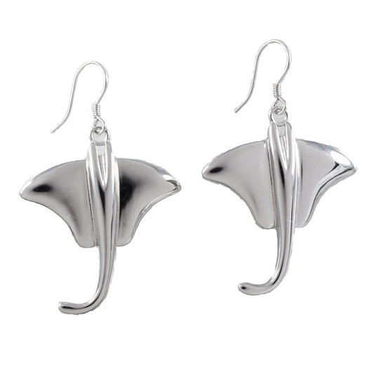 Hawaiian X-Large Stingray Earrings, Sterling Silver Stingray Dangle Earrings, Hawaiian Jewelry, Christmas Anniversary Birthday Gift