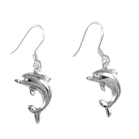 Hawaiian Dolphin Earrings, Sterling Silver Dolphin Dangle Earrings, Hawaiian Jewelry, Christmas Anniversary Mother Mom Birthday Gift