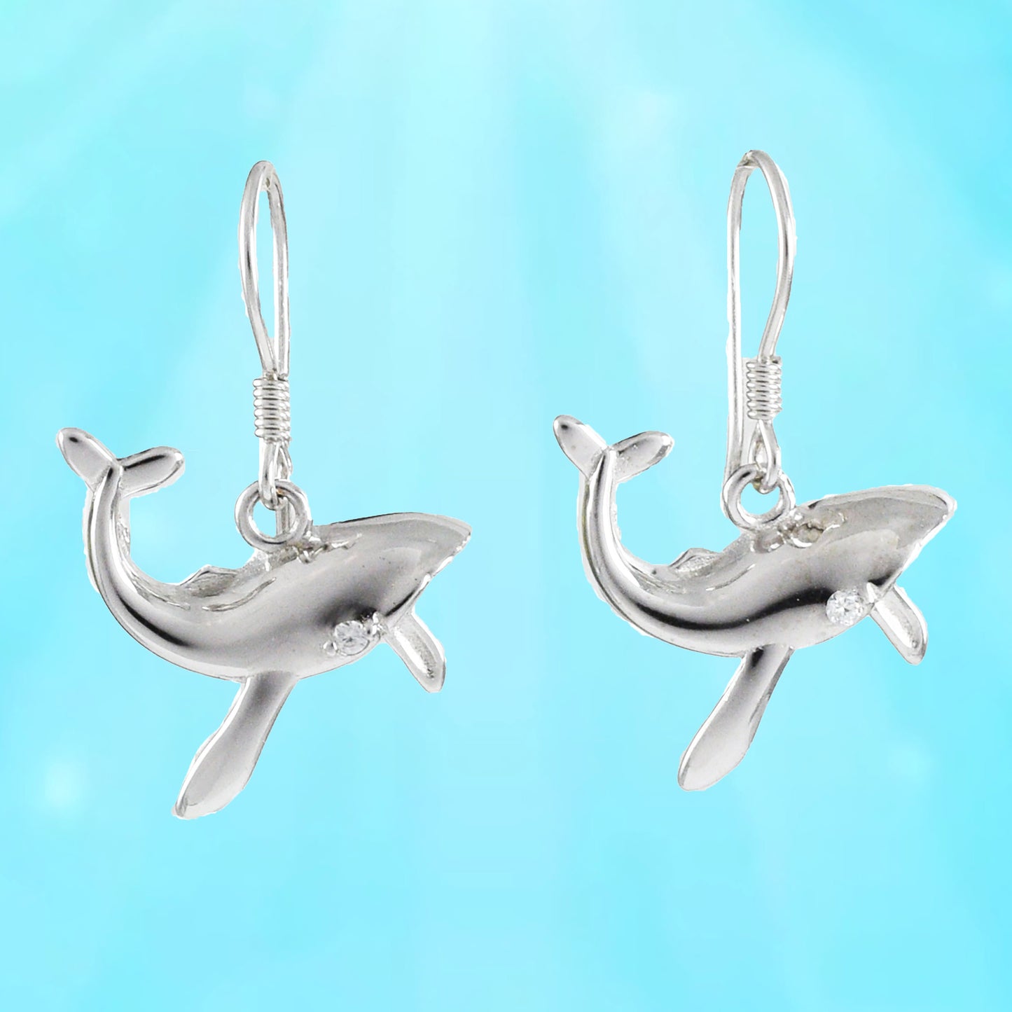 Hawaiian Large Humpback Whale Earrings, Sterling Silver Whale Dangle Earrings, Christmas Present Birthday Christmas Gift