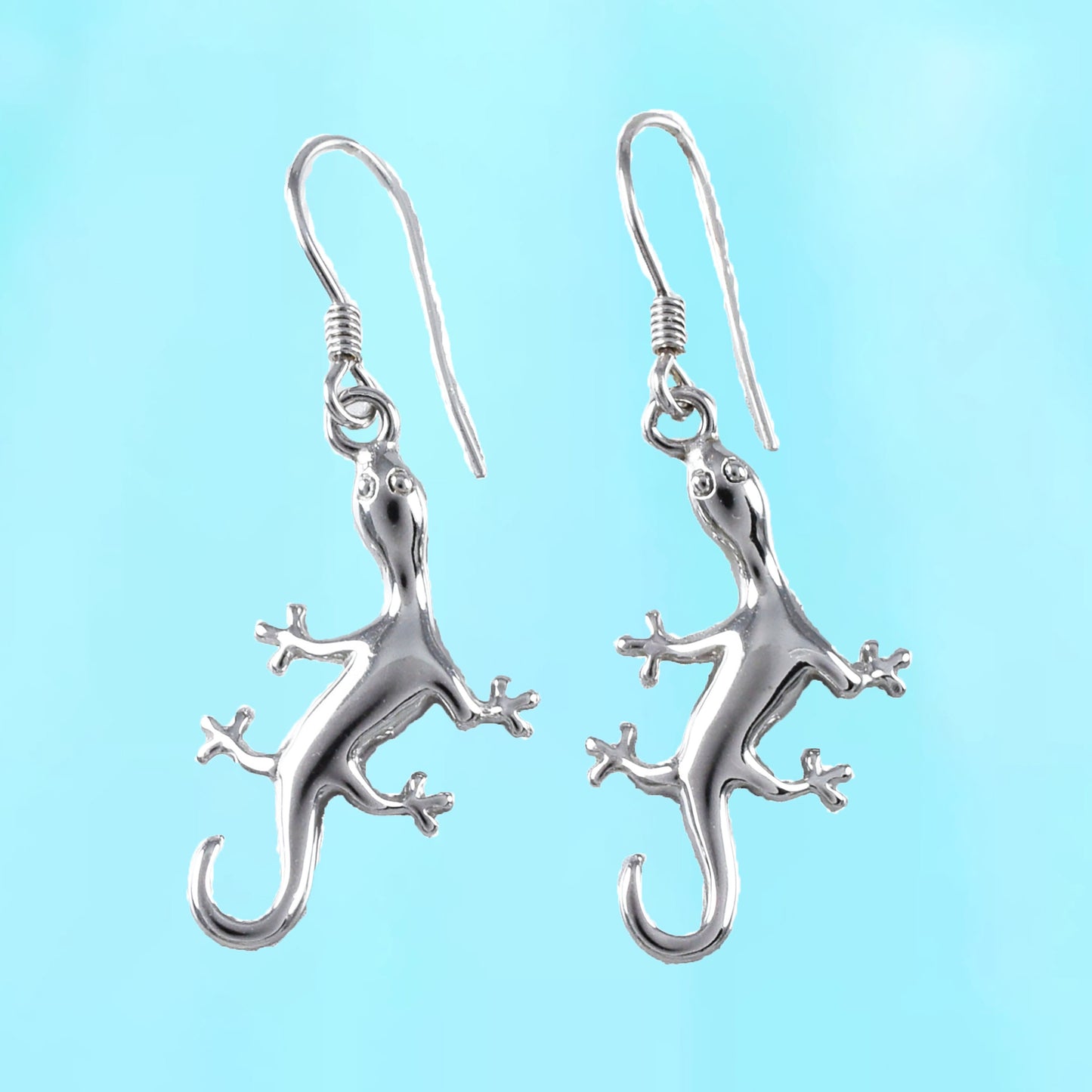 Hawaiian X-Large Gecko Earrings, Sterling Silver Gecko, Lizard Dangle Earrings, Hawaiian Jewelry, Christmas Anniversary Birthday Gift