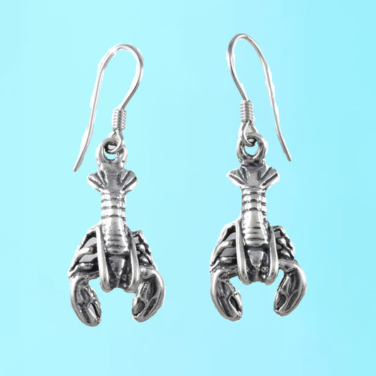 Texan 3D Crawfish Earrings, Sterling Silver Crawfish Dangle Earrings, Texan Jewelry, Christmas Anniversary Birthday Gift