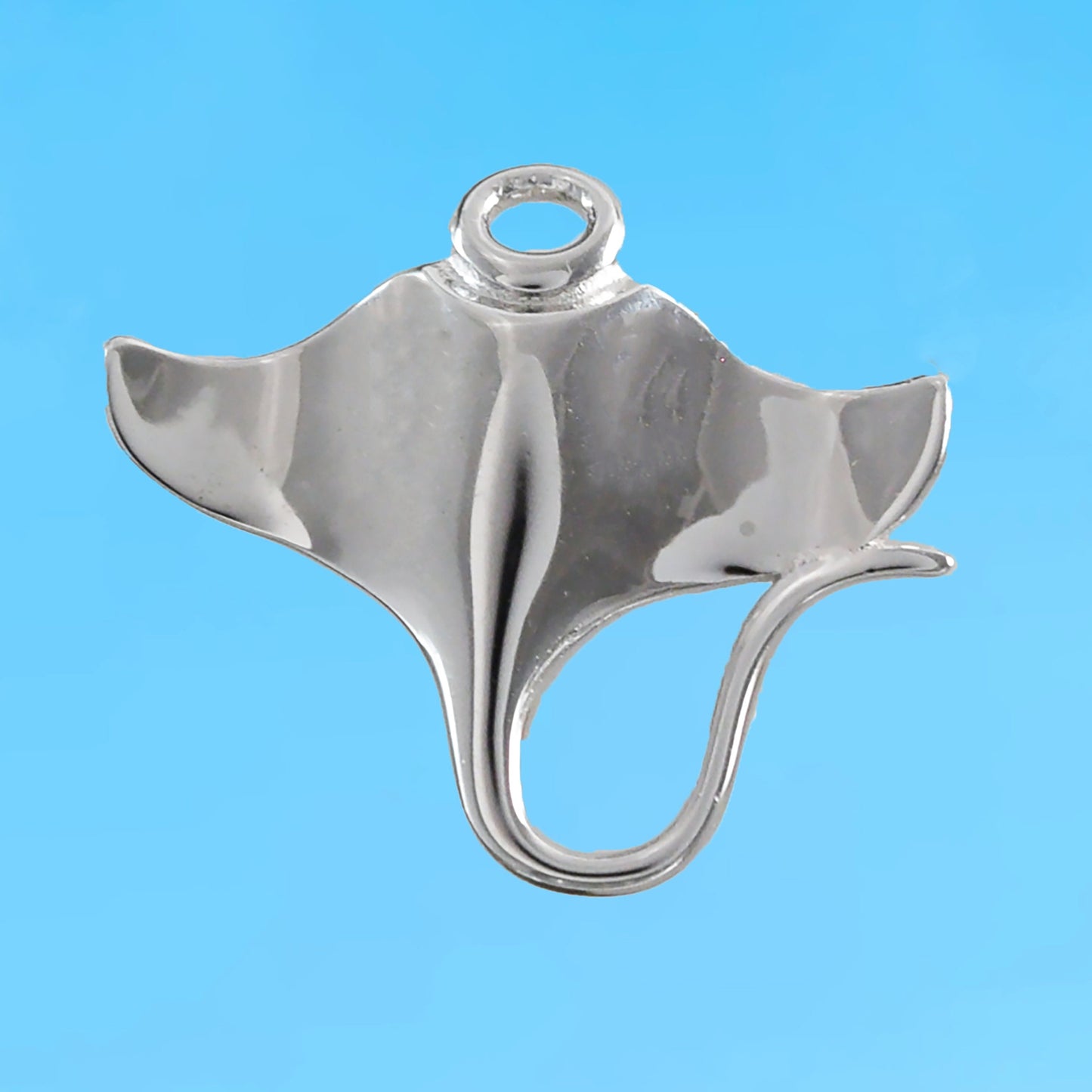 Hawaiian Manta Ray Pendant, Sterling Silver 3D Manta Ray Pendant, N6105 Birthday Mother Wife Mom Girl Gift, Island Jewelry