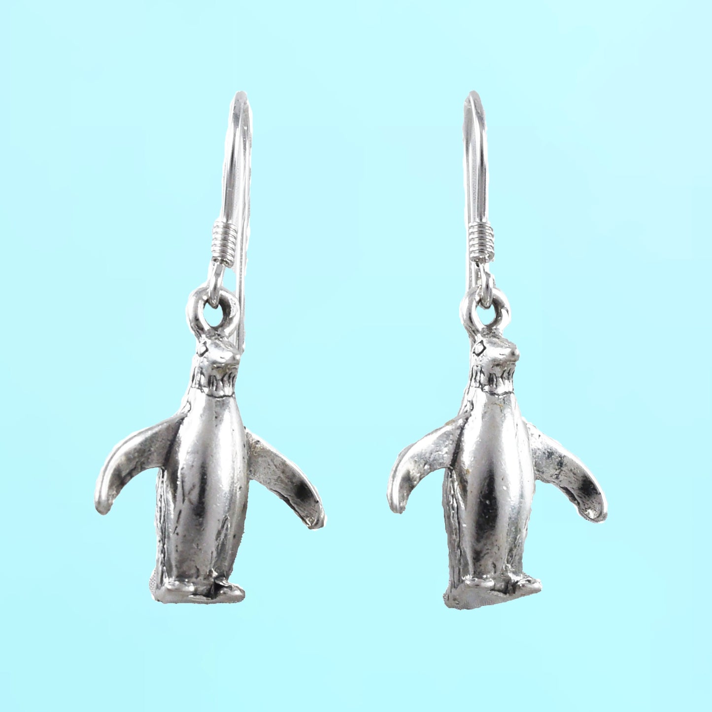 Silver 3D Penguin Earrings, Sterling Silver Penguin Dangle Earrings, Mother Birthday Gift, Texan Jewelry