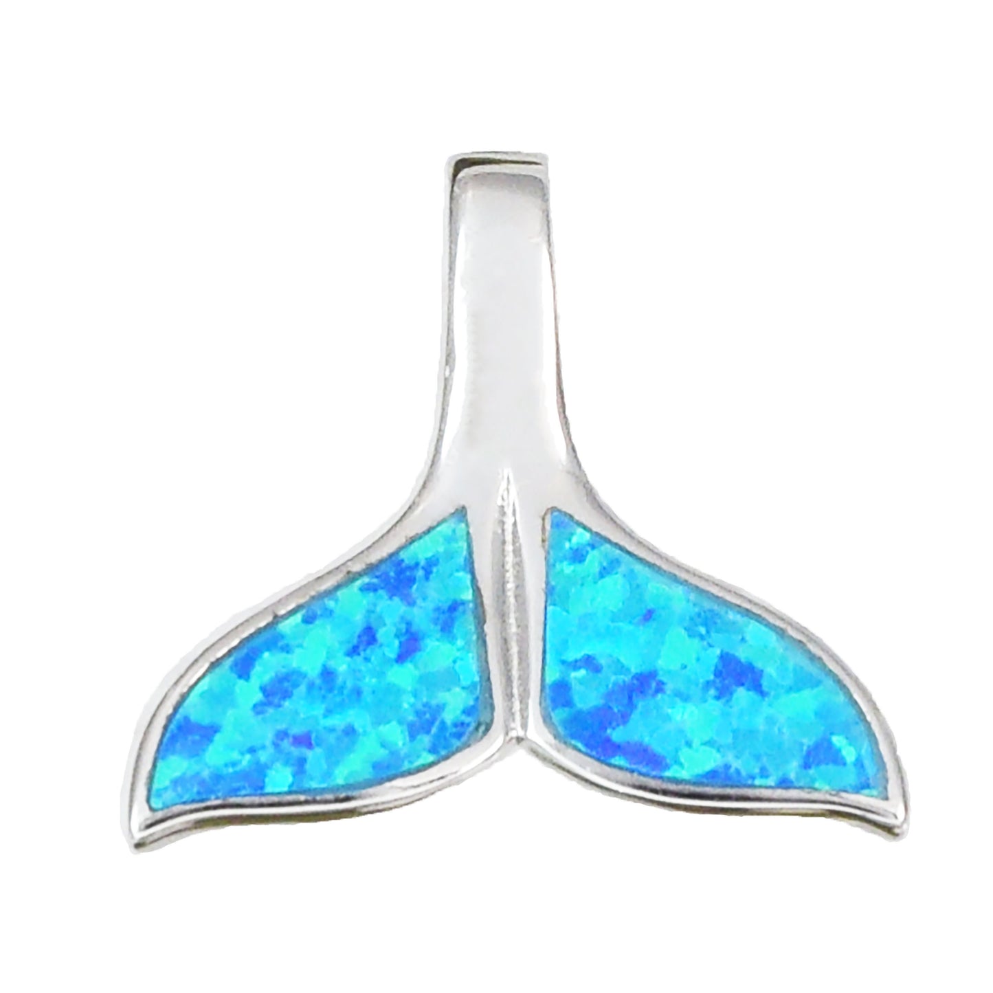 Hawaiian Blue Opal Whale Tail Pendant, Sterling Silver Blue Opal Whale Tail Pendant, Christmas Anniversary Birthday Mom Gift