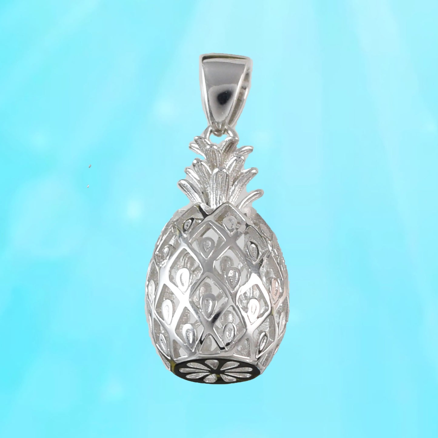 Hawaiian 3D Large Pineapple Pendant, Sterling Silver 3D Pineapple Pendant, Hawaiian Jewelry, Christmas Anniversary Birthday Gift