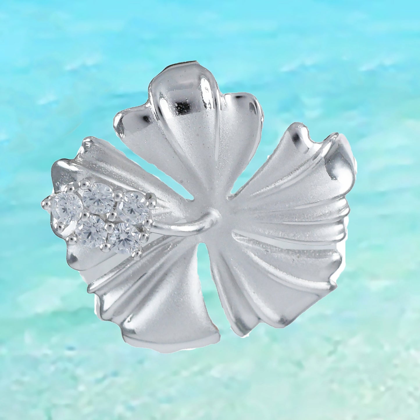 Hawaiian Hibiscus Pendant, Sterling Silver Hibiscus CZ Pendant, Hawaiian Jewelry, Christmas Present, Anniversary Birthday Gift