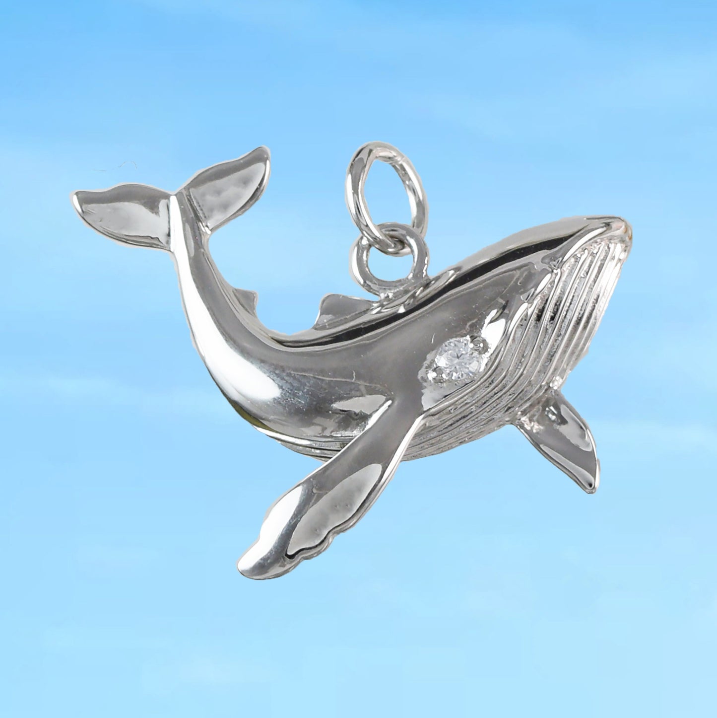 Hawaiian Humpback Whale Pendant, Sterling Silver Hawaiian Whale Pendant, N6011 Birthday Mom Anniversary Mother Gift,