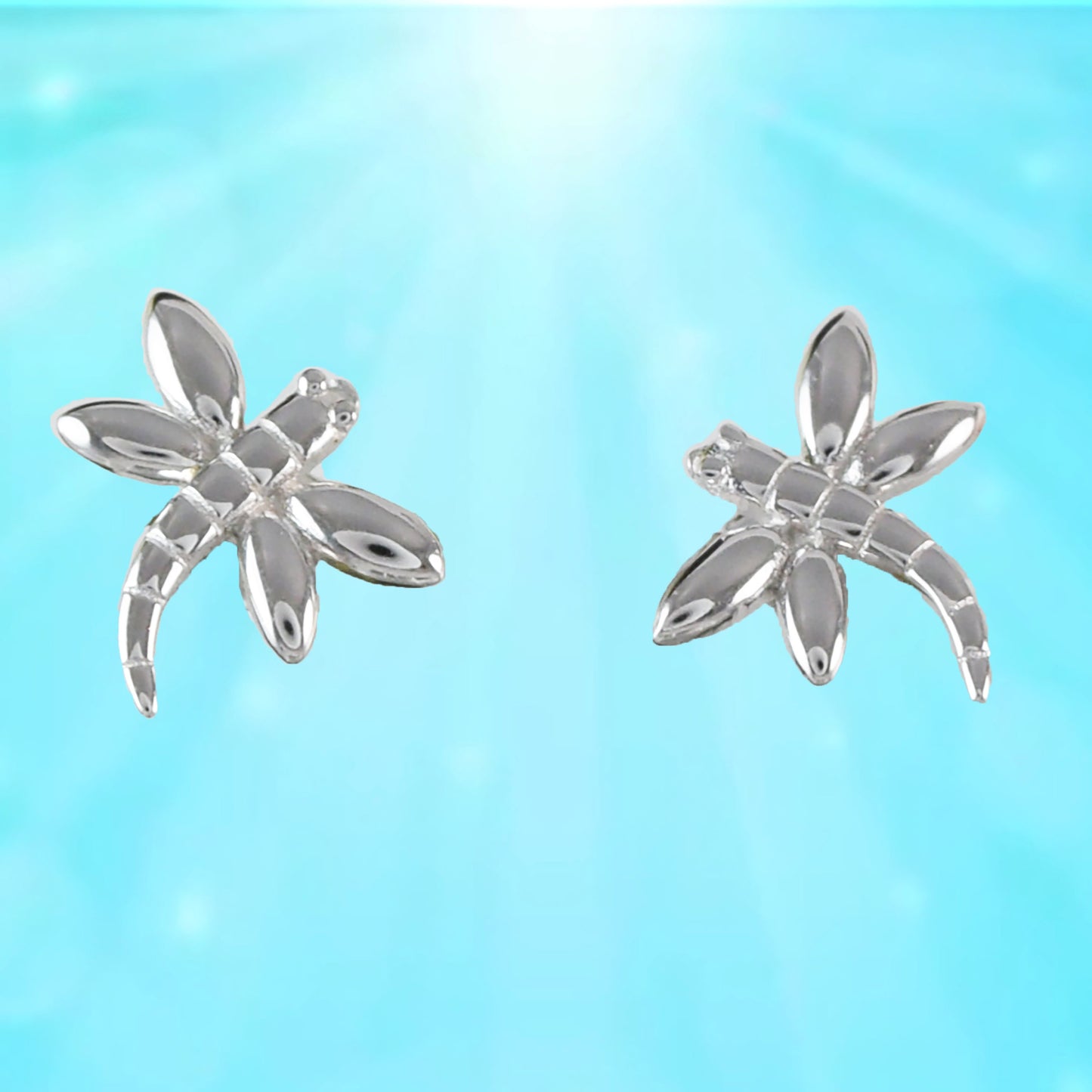 Hawaiian Dragonfly Earrings, Sterling Silver Dragonfly Stud Earrings, Hawaiian Jewelry  Christmas Anniversary Gift Birthday Gift