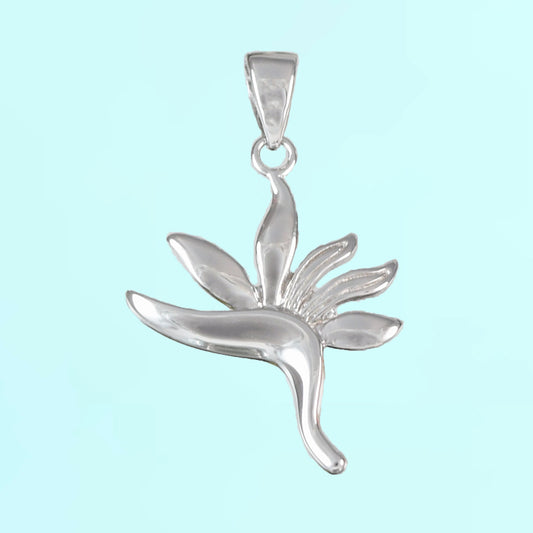 Hawaiian Bird of Paradise Pendant, Sterling Silver Bird of Paradise Charm Pendant, Christmas Anniversary Birthday Mom Gift