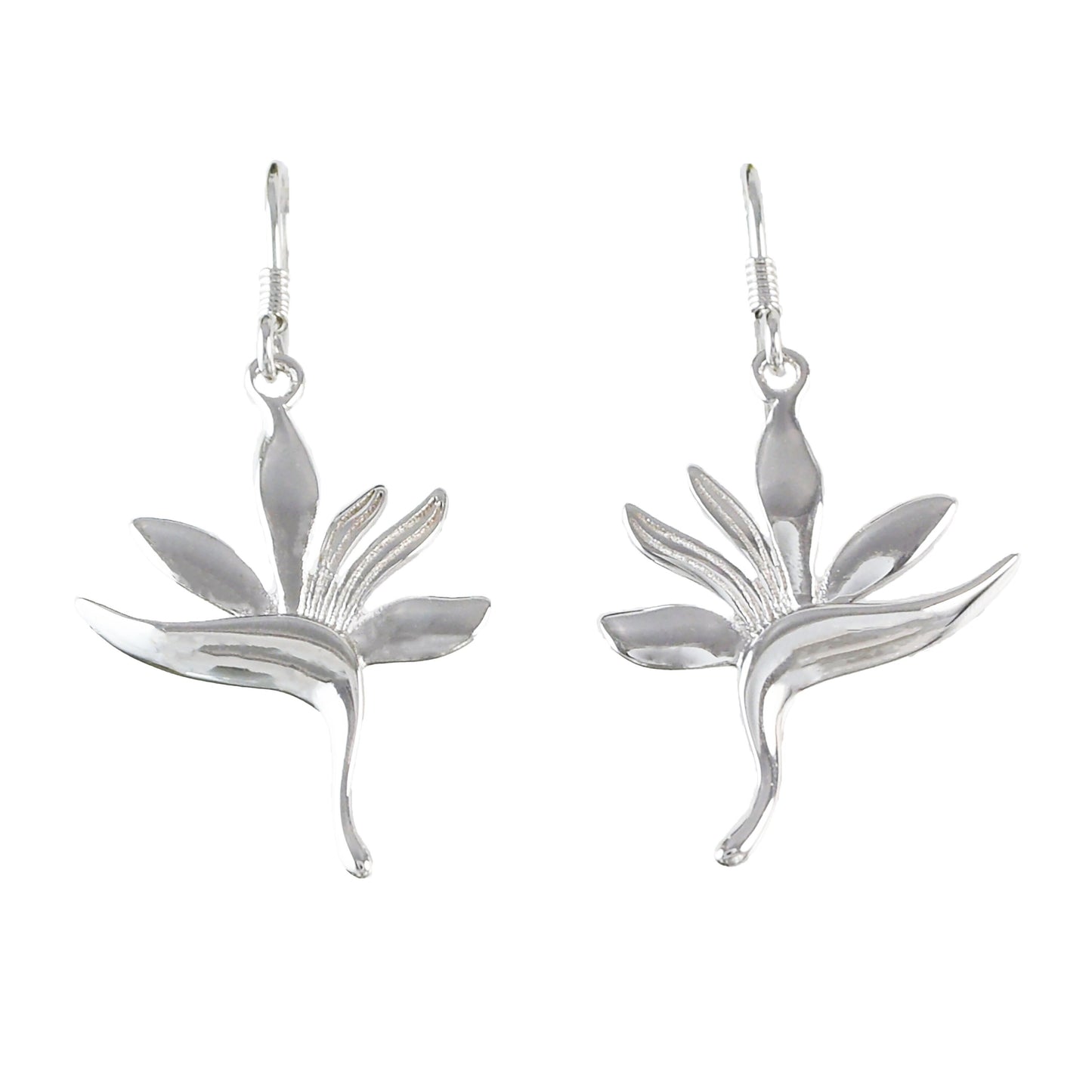 Hawaiian Large Bird of Paradise Earrings, Sterling Silver Bird of Paradise Dangle Earrings, Christmas Anniversary Birthday Gift