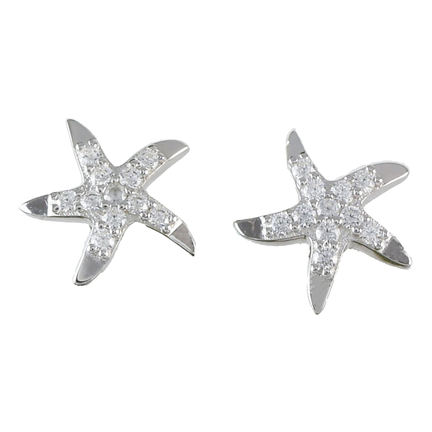 Hawaiian Starfish Earrings, Sterling Silver Starfish CZ Stud Earrings, Hawaiian Jewelry, Christmas Anniversary Birthday Mom Gift