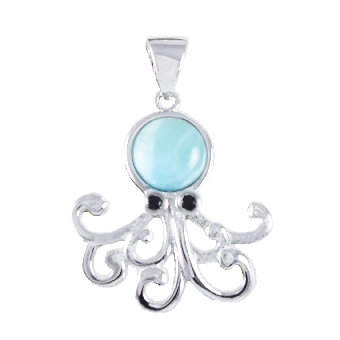 Hawaiian Genuine Larimar Octopus Pendant, Sterling Silver Larimar Octopus Pendant, Christmas Anniversary Birthday Mom Gift