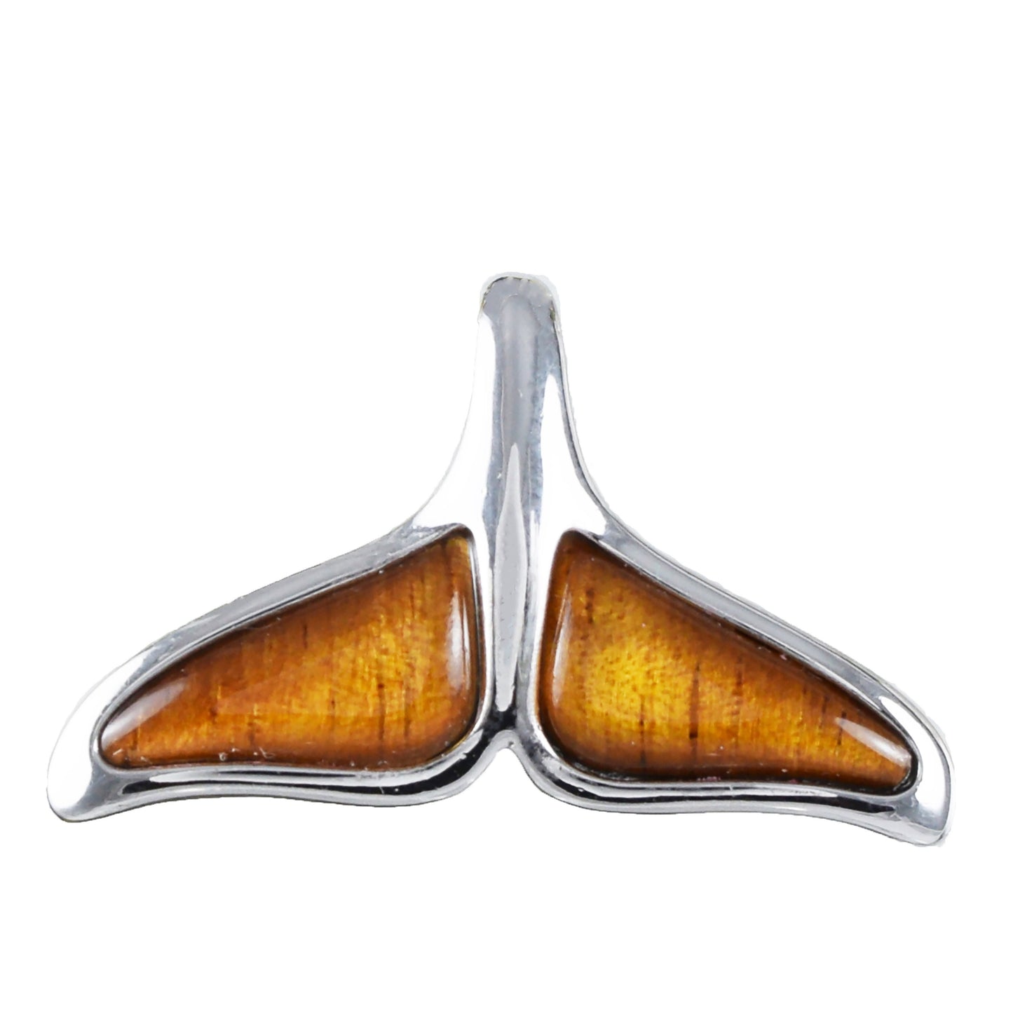 Hawaiian Large Genuine Koa Wood Whale Tail Pendant, Sterling Silver Koa Wood Inlay Whale Tail Pendant, Christmas Mom Birthday Gift