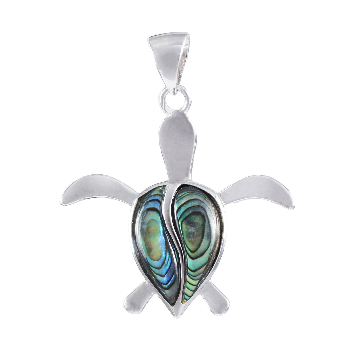 Hawaiian Genuine Paua Shell Sea Turtle Pendant, Sterling Silver Paua Shell Abalone MOP Inlay Sea Turtle Pendant, Christmas Birthday Gift