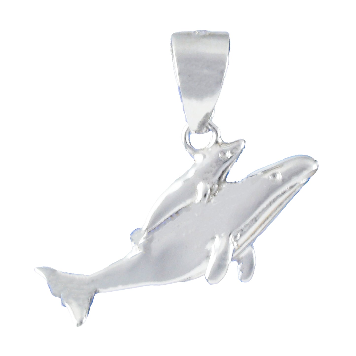 Hawaiian Mom & Small 3D Humpback Whale Pendant, Sterling Silver 2 Humpback Whale Pendant, Christmas Present Birthday Gift